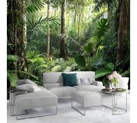 Generico Carta da Parati Adesiva Foresta Pluviale Tropicale 350 x 256 cm (W x H) Carta da Parati Autoadesiva Muro Piante Verdi Pattern per Soggiorno Camera da Letto Cucina Pellicola Mobili Adesiva