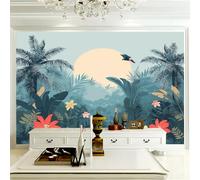 Generico Carta da Parati Adesiva Giungla Tropicale 500 x 280 cm (W x H) Carta da Parati Autoadesiva Muro Piante Fiori Pattern per Soggiorno Camera da Letto Cucina Pellicola Mobili Adesiva