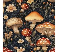 Generico Carta da Parati Adesiva per Pareti Mobili Autoadesiva Muro 30×600CM Fungo Carta da Parati Camera da Letto Misteriosi Fiori Di Foresta Di Funghi Impermeabile Bagno Cucina Armadio PVC