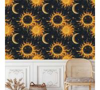 Generico Carta da Parati Adesiva per Pareti Mobili Autoadesiva Muro 30×600CM Sole Carta da Parati Camera da Letto Tarocchi Del Sole D'Oro Fantasia Impermeabile Bagno Cucina Armadio PVC