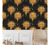 Generico Carta da Parati Adesiva per Pareti Mobili Autoadesiva Muro 30×600CM Sole Carta da Parati Camera da Letto Volto Umano Astratto In Stile Sole Fantasia Impermeabile Bagno Cucina Armadio PVC