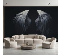 Generico Carta da Parati Ali d'angelo, 200X140cm, Carta da Parati Tessuto Non Tessuto Ali di Piume Nere, Camera da Letto Decorazioni Parete Soggiorno Decorazione Cucina Décor EL&D65