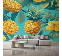 Generico Carta da Parati Ananas, Fotomurale Frutta Tropical Floreale per Camera da Letto Decorazioni Parete, Carta Parati Effetto Decorativi Wallpaper, 366 x 254 cm D&O39