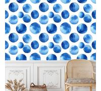 Generico carta da parati antimuffa 44 X100Lcm Arte Circolare Blu carta da parati anti umidità Stile moderno e pulito per ambienti domestici o professionali, senza forature né attrezzi Z262411