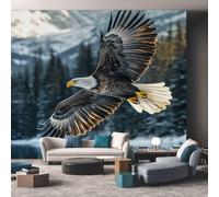 Generico Carta da Parati Aquila calva, Carta Parati Animali Selvatici Uccello per Camera da Letto Decorazioni Parete, Fotomurale Effetto Decorativi Wallpaper, 350 x 256 cm D&O12