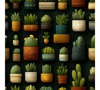 Generico Carta da Parati Autoadesiva Cactus In Vaso Decorativo Sfondo 44x300 cm Piante Tropicali Carta da Parete Adesivo Vinile Tessuti non tessuti Soggiorno Camera Da Letto Bagno