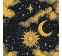 Generico Carta da Parati Autoadesiva Cielo Stellato In Stile Vintage Decorativo Sfondo 44x1000 cm Nuvole Stelle Carta da Parete Adesivo Vinile Tessuti non tessuti Soggiorno Camera Da Letto Bagno A-9