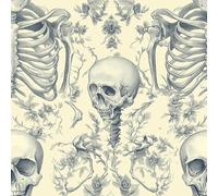 Generico Carta da Parati Autoadesiva Corpo Umano Scheletro Decorativo Sfondo 44x500 cm Teschio Disegnato A Mano Carta da Parete Adesivo Vinile Tessuti non tessuti Soggiorno Camera Da Letto Bagno
