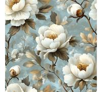Generico Carta da Parati Autoadesiva Fiori Bianchi Decorativo Sfondo 44x500 cm Pittura Piante Carta da Parete Adesivo Vinile Tessuti non tessuti Soggiorno Camera Da Letto Bagno