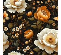 Generico Carta da Parati Autoadesiva Fiori Di Peonia Dipinti Decorativo Sfondo 44x1000 cm Lusso Retrò Carta da Parete Adesivo Vinile Tessuti non tessuti Soggiorno Camera Da Letto Bagno