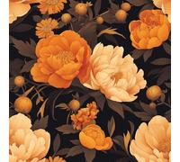 Generico Carta da Parati Autoadesiva Fiori Di Peonia Gialli Decorativo Sfondo 44x500 cm Vintage Dipinto Carta da Parete Adesivo Vinile Tessuti non tessuti Soggiorno Camera Da Letto Bagno