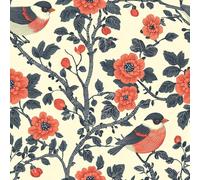 Generico Carta da Parati Autoadesiva Fiori Uccelli Decorativo Sfondo 44x300 cm Stile Cinese Dipinto Carta da Parete Adesivo Vinile Tessuti non tessuti Soggiorno Camera Da Letto Bagno