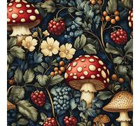 Generico Carta da Parati Autoadesiva Funghi Fiori Decorativo Sfondo 44x600 cm Piante Vintage Carta da Parete Adesivo Vinile Tessuti non tessuti Soggiorno Camera Da Letto Bagno