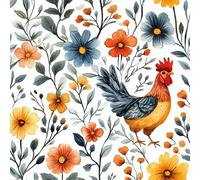 Generico Carta da Parati Autoadesiva Gallo Fiori Decorativo Sfondo 44x1000 cm Acquerello Arte Carta da Parete Adesivo Vinile Tessuti non tessuti Soggiorno Camera Da Letto Bagno