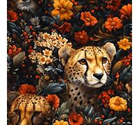Generico Carta da Parati Autoadesiva Leopardo Fiori Decorativo Sfondo 44x500 cm Foresta Tropicale Carta da Parete Adesivo Vinile Tessuti non tessuti Soggiorno Camera Da Letto Bagno