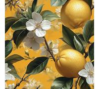 Generico Carta da Parati Autoadesiva Limone Fiori Decorativo Sfondo 44x600 cm Pittura Frutta Carta da Parete Adesivo Vinile Tessuti non tessuti Soggiorno Camera Da Letto Bagno