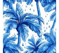 Generico Carta da Parati Autoadesiva Palme Blu Decorativo Sfondo 44x500 cm Retro Fiori Carta da Parete Adesivo Vinile Tessuti non tessuti Soggiorno Camera Da Letto Bagno