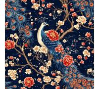 Generico Carta da Parati Autoadesiva Pavone Fiori Decorativo Sfondo 44x300 cm Pittura Decorazione Carta da Parete Adesivo Vinile Tessuti non tessuti Soggiorno Camera Da Letto Bagno