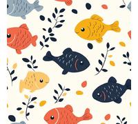 Generico Carta da Parati Autoadesiva Pesce Colorato Decorativo Sfondo 44x600 cm Acquerello Carino Carta da Parete Adesivo Vinile Tessuti non tessuti Soggiorno Camera Da Letto Bagno