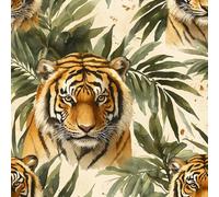Generico Carta da Parati Autoadesiva Tigre Giungla Decorativo Sfondo 44x1000 cm Tropicale Piante Carta da Parete Adesivo Vinile Tessuti non tessuti Soggiorno Camera Da Letto Bagno