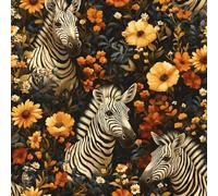 Generico Carta da Parati Autoadesiva Zebra Fiore Giallo Decorativo Sfondo 44x1000 cm Dipinto Vintage Carta da Parete Adesivo Vinile Tessuti non tessuti Soggiorno Camera Da Letto Bagno