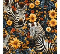 Generico Carta da Parati Autoadesiva Zebra Fiore Giallo Decorativo Sfondo 44x200 cm Dipinto Vintage Carta da Parete Adesivo Vinile Tessuti non tessuti Soggiorno Camera Da Letto Bagno