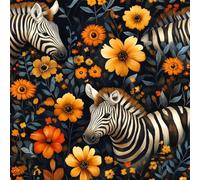 Generico Carta da Parati Autoadesiva Zebra Fiori Decorativo Sfondo 44x1000 cm Vintage Dipinto Carta da Parete Adesivo Vinile Tessuti non tessuti Soggiorno Camera Da Letto Bagno