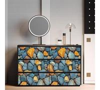 Generico Carta da Parati Autoadesivo Stile Naturale Impermeabile Con Supporto Adesivo Giallo Blu Pietra Adesiva per Muro Soggiorno Bagno Camera Decorativi Carta Adesiva Mobili 45X300CM