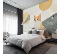 Generico Carta da Parati Bohémien Gatto, Carta Parati Geometri Metà Secolo per Camera da Letto Decorazioni Parete, Fotomurale Effetto Decorativi Wallpaper, 396 x 280 cm D&Q10