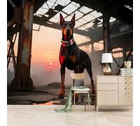 Generico carta da parati cameretta 250x370cm Cane carta da parati floreale Stampa 3D su tela effetto olio senza interruzioni, per salotto o stanza degli ospiti EB24-4107