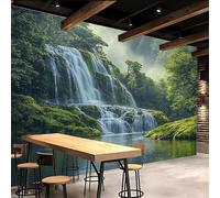 Generico carta da parati cameretta 250x370cm Cascata Della Foresta carta da parati floreale Stampa 3D su tela effetto olio senza interruzioni, per salotto o stanza degli ospiti EB24-4999