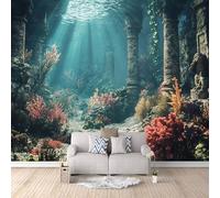 Generico carta da parati cameretta 250x370cm Labirinto Sottomarino carta da parati floreale Stampa 3D su tela effetto olio senza interruzioni, per salotto o stanza degli ospiti EB24-2886