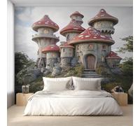 Generico Carta da Parati Casa dei Funghi, 230X180cm, Carta da Parati Tessuto Non Tessuto Mondo delle Fiabe Roccia, Camera da Letto Decorazioni Parete Soggiorno Decorazione Cucina Décor EL&D51