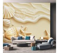 Generico Carta da Parati Conchiglia, 300X210cm, Carta da Parati Tessuto Non Tessuto Spiaggia Stella Marina, Camera da Letto Decorazioni Parete Soggiorno Decorazione Cucina Décor D8
