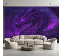 Generico Carta da Parati Drago Viola, Fotomurale Animali Fantasy per Camera da Letto Decorazioni Parete, Carta Parati Effetto Decorativi Wallpaper, 396 x 280 cm D&O78