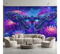 Generico Carta da Parati Farfalla, 200X140cm, Carta da Parati Tessuto Non Tessuto Fiori Psichedelico Farfalla, Camera da Letto Decorazioni Parete Soggiorno Decorazione Cucina Décor EL&D65