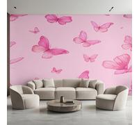 Generico Carta da Parati Farfalla Rosa, 300X210cm, Carta da Parati Tessuto Non Tessuto Farfalla Insetto Moderno, Camera da Letto Decorazioni Parete Soggiorno Decorazione Cucina Décor EL&D65