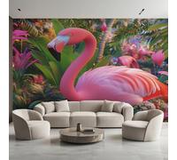 Generico Carta da Parati Fenicottero, Fotomurale Giungla Tropicale Floreale per Camera da Letto Decorazioni Parete, Carta Parati Effetto Decorativi Wallpaper, 396 x 280 cm D&O66