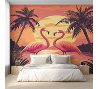 Generico Carta da Parati Fenicottero Rosa, Fotomurale Tramonto Animale Tropical per Camera da Letto Decorazioni Parete, Carta Parati Effetto Decorativi Wallpaper, 366 x 254 cm D&O31
