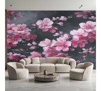 Generico Carta da Parati Fiori di Ciliegio, 400X280cm, Carta da Parati Tessuto Non Tessuto Fiore Rosa Pittura a Olio, Camera da Letto Decorazioni Parete Soggiorno Decorazione Cucina Décor EL&D53