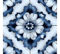Generico Carta da Parati Fiori Pellicola Mobili Adesiva 30×1200CM Fiori A Traliccio Quadrato Blu Pellicola Adesiva per Mobili Decorativi Impermeabile Camera da Letto Bagno Armadio Tavolo PVC