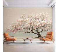 Generico Carta da Parati Fleurs de Cerisier, Fotomurale Giapponese Fiori Bianco per Camera da Letto Decorazioni Parete, Carta Parati Effetto Decorativi Wallpaper, 350 x 256 cm D&O76