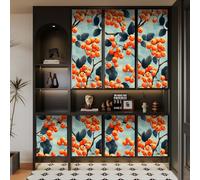 Generico carta da parati floreale 44 X1000Lcm Foglie Verdi Di Frutta Gialla Retrò carta da parati 3d Decorazione adesiva resistente all’umidità, perfetta per cucina, bagno o zona lavanderia Z262124