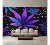 Generico Carta da Parati Foglie di Marijuana Viola, 400X280cm, Carta da Parati Tessuto Non Tessuto Foglia di Cannabis, Camera da Letto Decorazioni Parete Soggiorno Decorazione Cucina Décor EL&D54