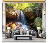 Generico Carta da Parati Foresta Tropicale Adesivo da Parete Autoadesivo Impermeabile con Motivo Cascata Rocce Ruscello per Bagno Soggiorno Camera da Letto Cucina 200 x 140 cm