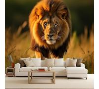 Generico Carta da Parati Fotografica Animali Leone Praterie Lion Effetto 3D Murales Moderna Non Tessuto Opaco Fotomurale Per Camera da Letto Soggiorno Ufficio Decorazione Poster Domestica 100x70 cm