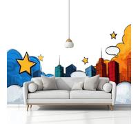 Generico Carta da Parati Fotografica Fumetti Architettura Urbana Bianco Moderna Design Carta per Pareti Soggiorno Camera Da Letto Sala, Fotomurali 250x175 cm Grande Decorazione della Parete
