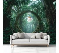 Generico Carta da Parati Fotografica Giungla Tronchi D'Albero Fantastici Verde Moderna Design Carta per Pareti Soggiorno Camera Da Letto Sala, Fotomurali 250x175 cm Grande Decorazione della Parete