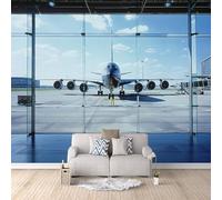 Generico Carta da parati fotografica in tessuto non tessuto 250×175 cm Aeroporto per Soggiorno Camera Ristorante Camera dei Bambini e Decorazione da Parete Aeroporto Di City Airplane