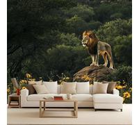 Generico Carta da Parati Fotografica Leone Praterie Lion Animali Effetto 3D Murales Moderna Non Tessuto Opaco Fotomurale Per Camera da Letto Soggiorno Ufficio Decorazione Poster Domestica 150x105 cm